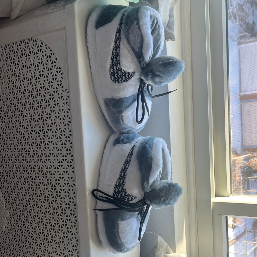 Nike air Jordan Gray and White Slippers